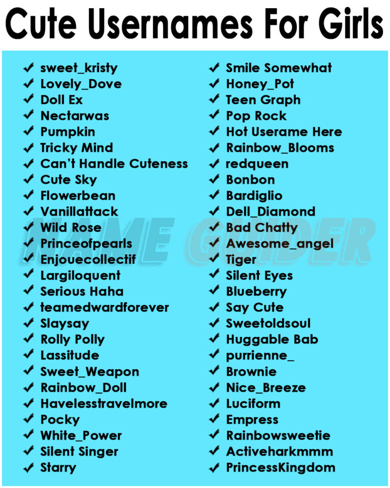 466 Cool Usernames For Girls And Suggestions Name Guider 466 Cool Usernames For Girls And Suggestions Name Guider