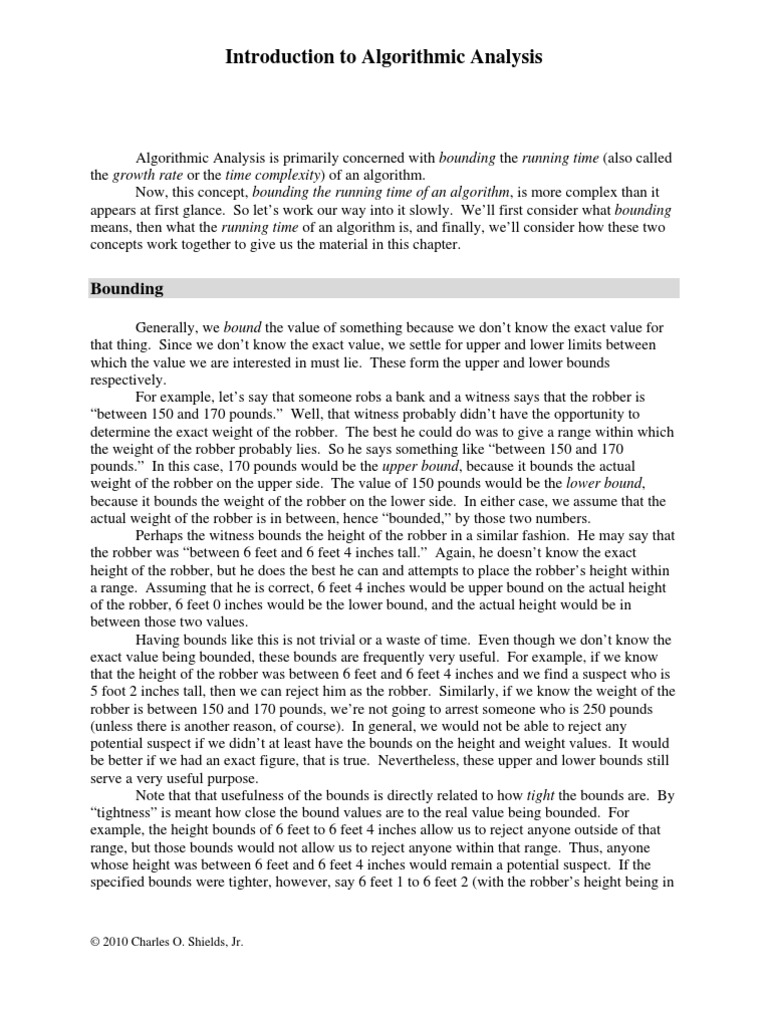 Algorithmic Analysis
