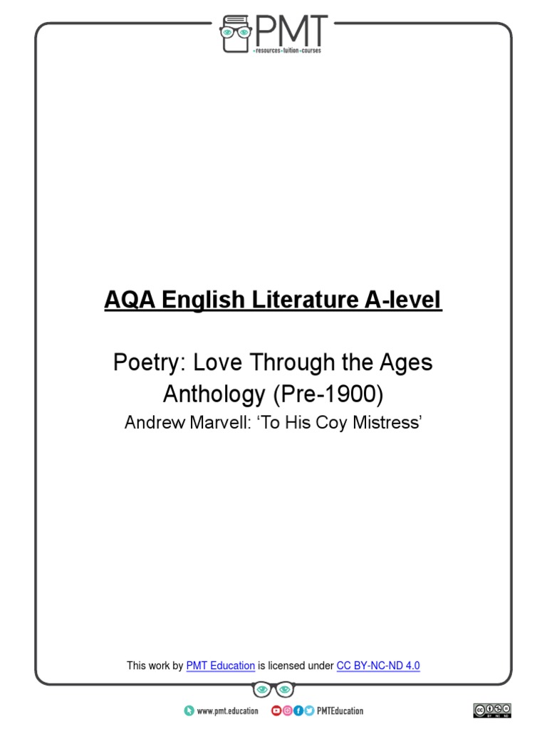 Andrew Marvell To His Coy