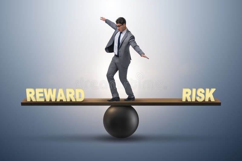 Businessman Balancing Between Reward And Risk Business Concept On Top Businessman Balancing Between Reward And Risk Business Concept On Top