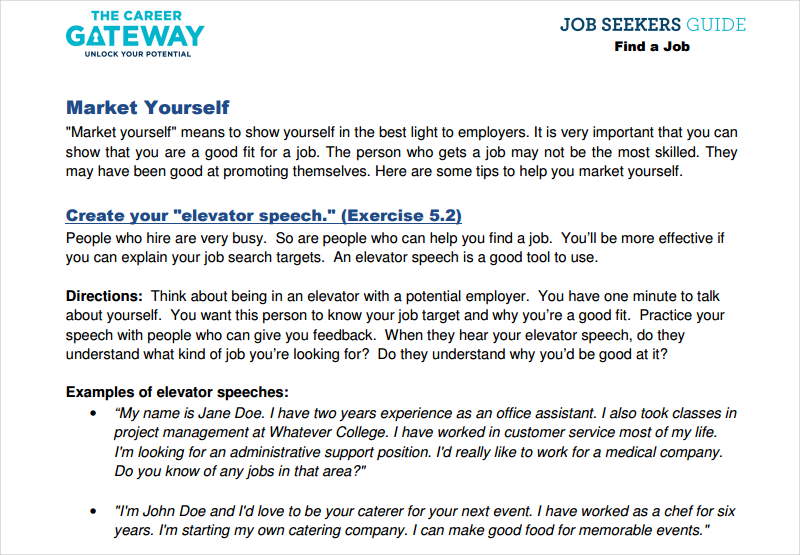 Elevator Speech About Yourself Examples