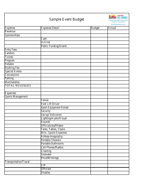 Event Budget Sample