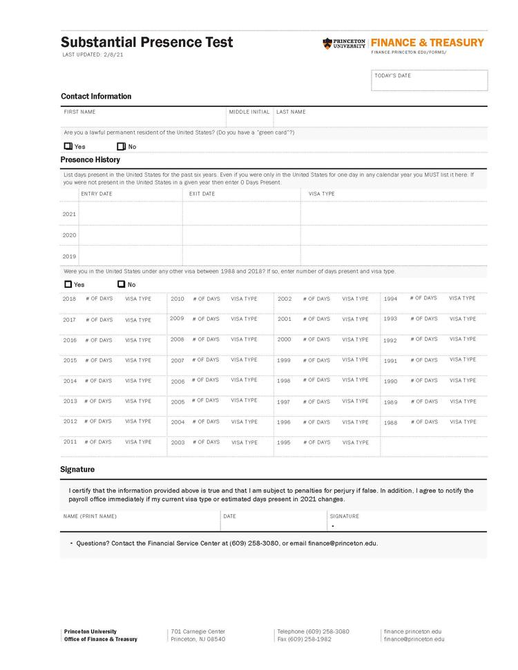 Substancial Presence Test