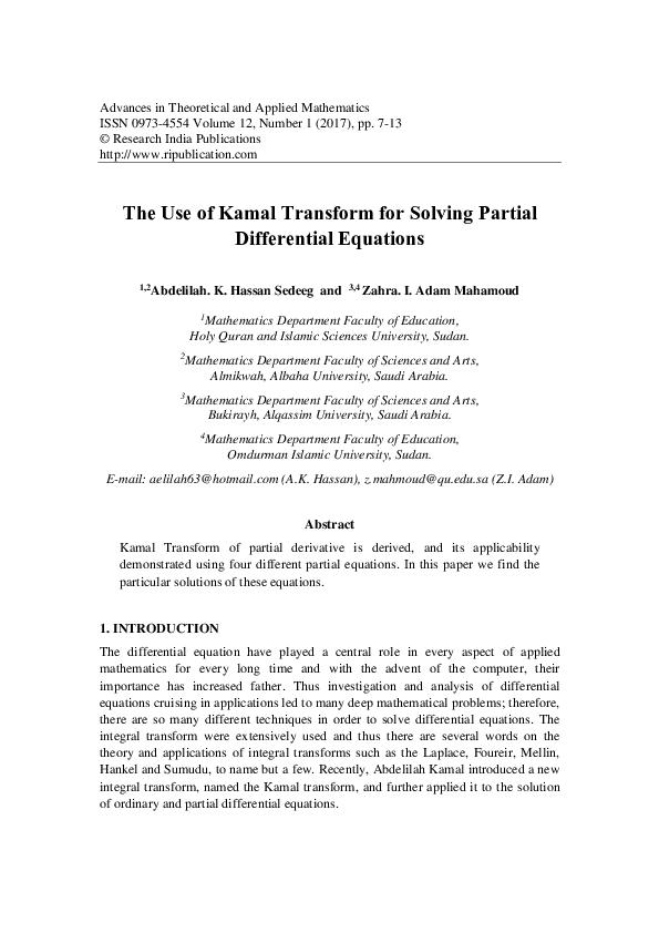 The Application Of Laplace Transform In Solving Partial Differential The Application Of Laplace Transform In Solving Partial Differential