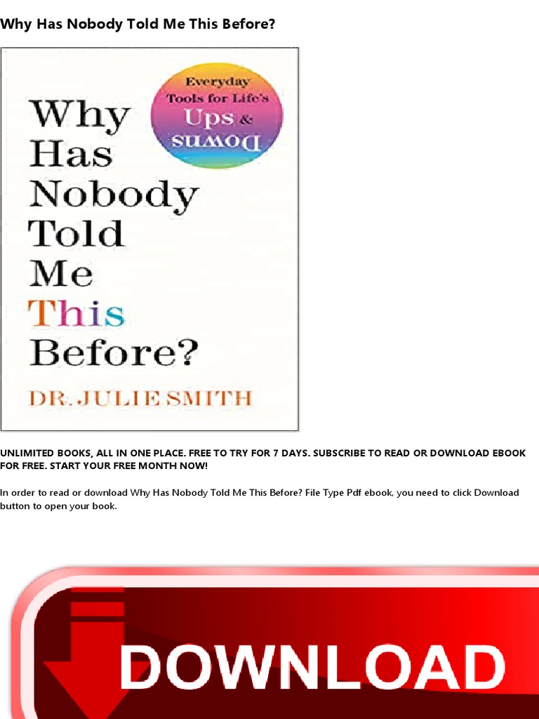 Why Has Nobody Told Me This Before Book Review Why Has Nobody Told Me This Before Book Review